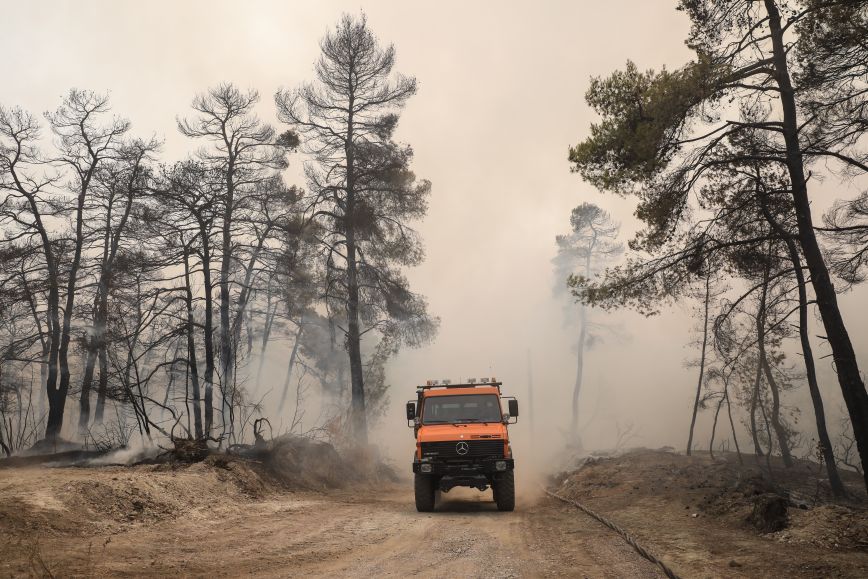 Φωτιά σε δασική έκταση στην Κω με ισχυρές δυνάμεις πυρόσβεσης στην περιοχή Κέφαλο