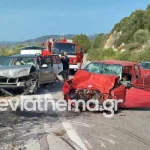 Θανατηφόρο τροχαίο δυστύχημα στην Εύβοια με έναν νεκρό και οκτώ τραυματίες